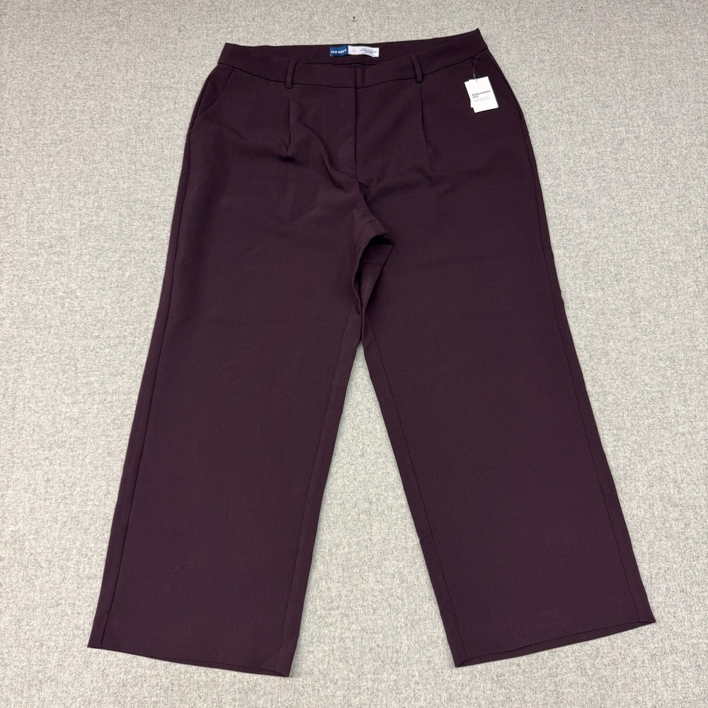 Old Navy Taylor Wide Leg Trouser Pants18Burgundy Extra High Rise Adjustable NWOT